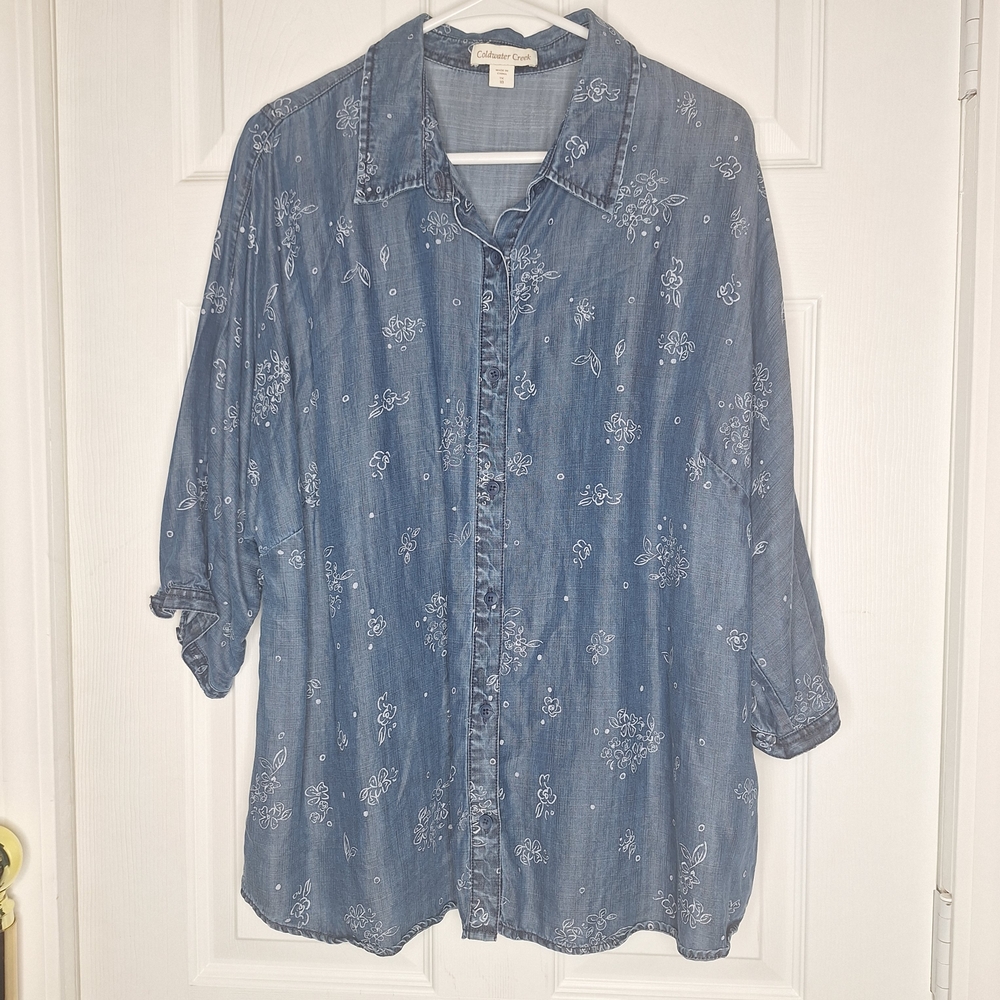 Coldwater Creek Blue Button Down Shirt